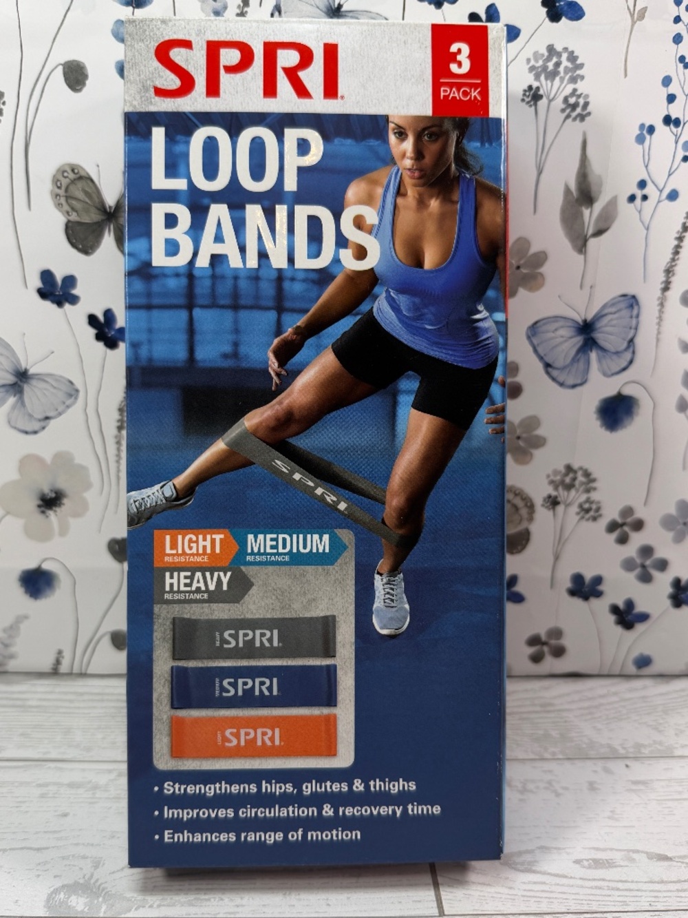 SPRI Flat Bands, Resistance Stretch Band Kit, 3 Pack (Light, Medium, Heavy)